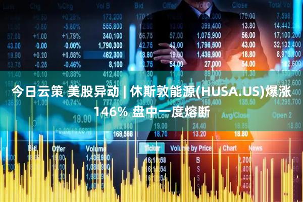 今日云策 美股异动 | 休斯敦能源(HUSA.US)爆涨146% 盘中一度熔断