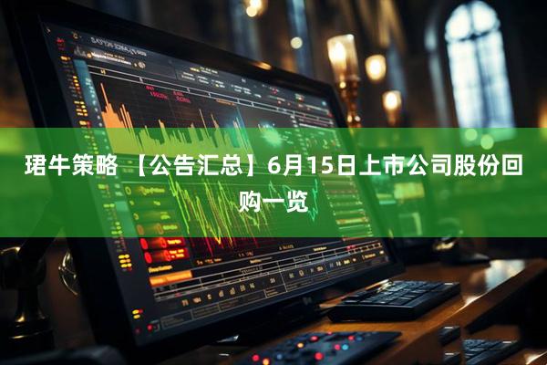 珺牛策略 【公告汇总】6月15日上市公司股份回购一览